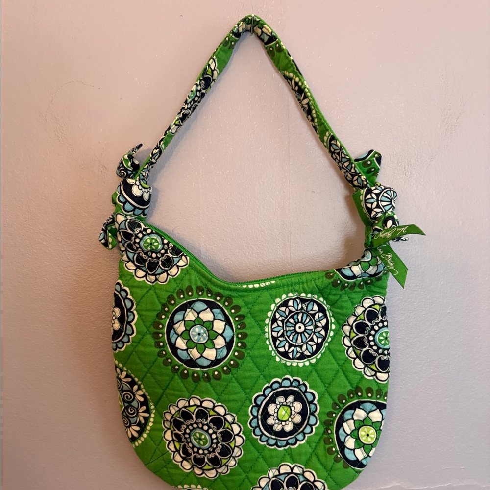 Vera Bradley green "Cupcakes" retired pattern floral hobo bag  EUC